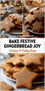 Plate of gingerbread sugar cookies dusted with sugar surrounded by holiday lights and baking tools from Flour Bakery Recipes.